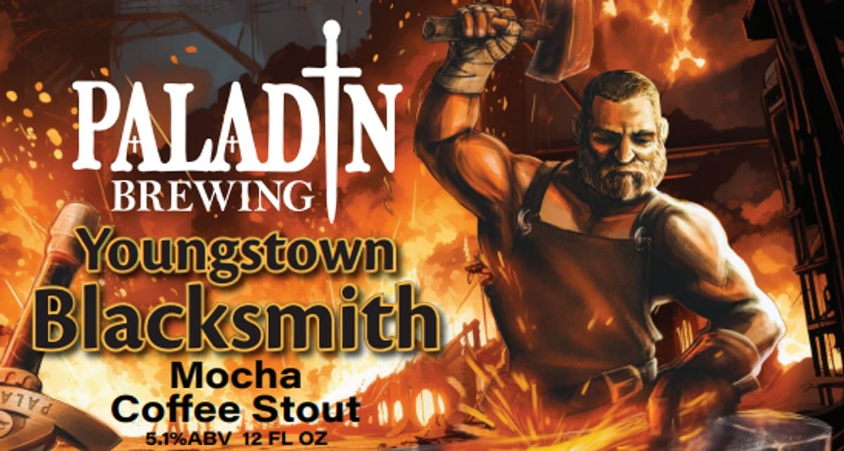 Youngstown Blacksmith Mocha Stout poured in a glass
